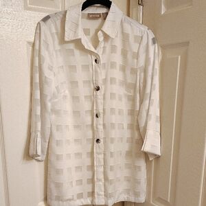 Chico's Ivory Geometric Blouse
